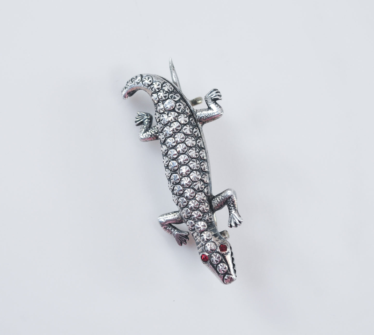 Early Native American Sterling Silver Lizard Brooch