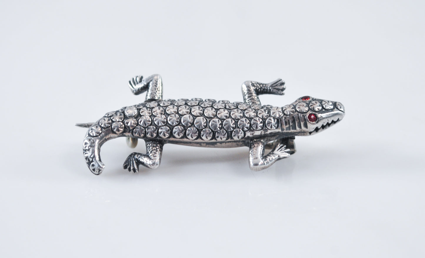 Early Native American Sterling Silver Lizard Brooch