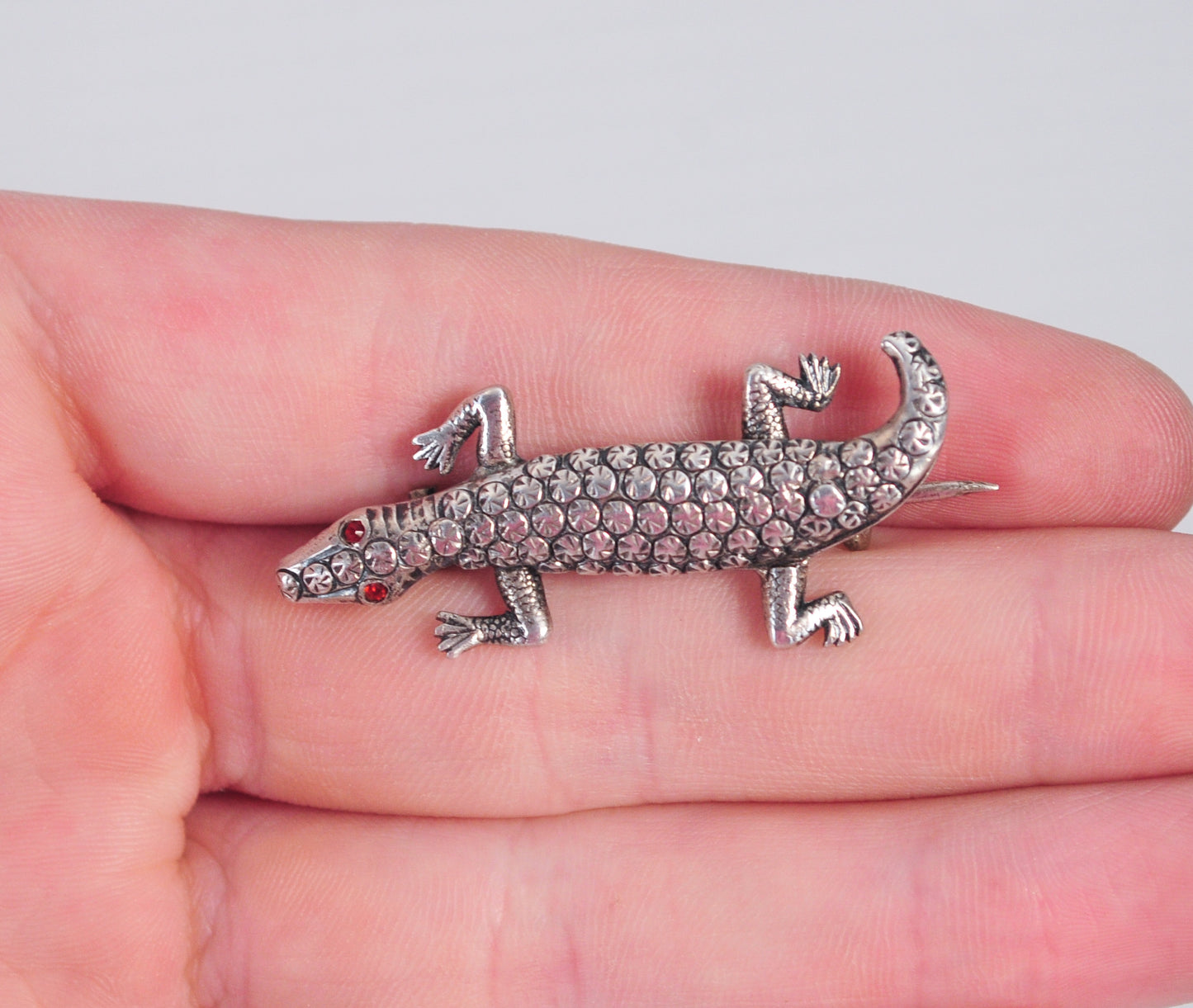 Early Native American Sterling Silver Lizard Brooch