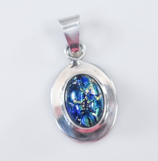 Taxco Dichroic Glass Sterling Silver Pendant