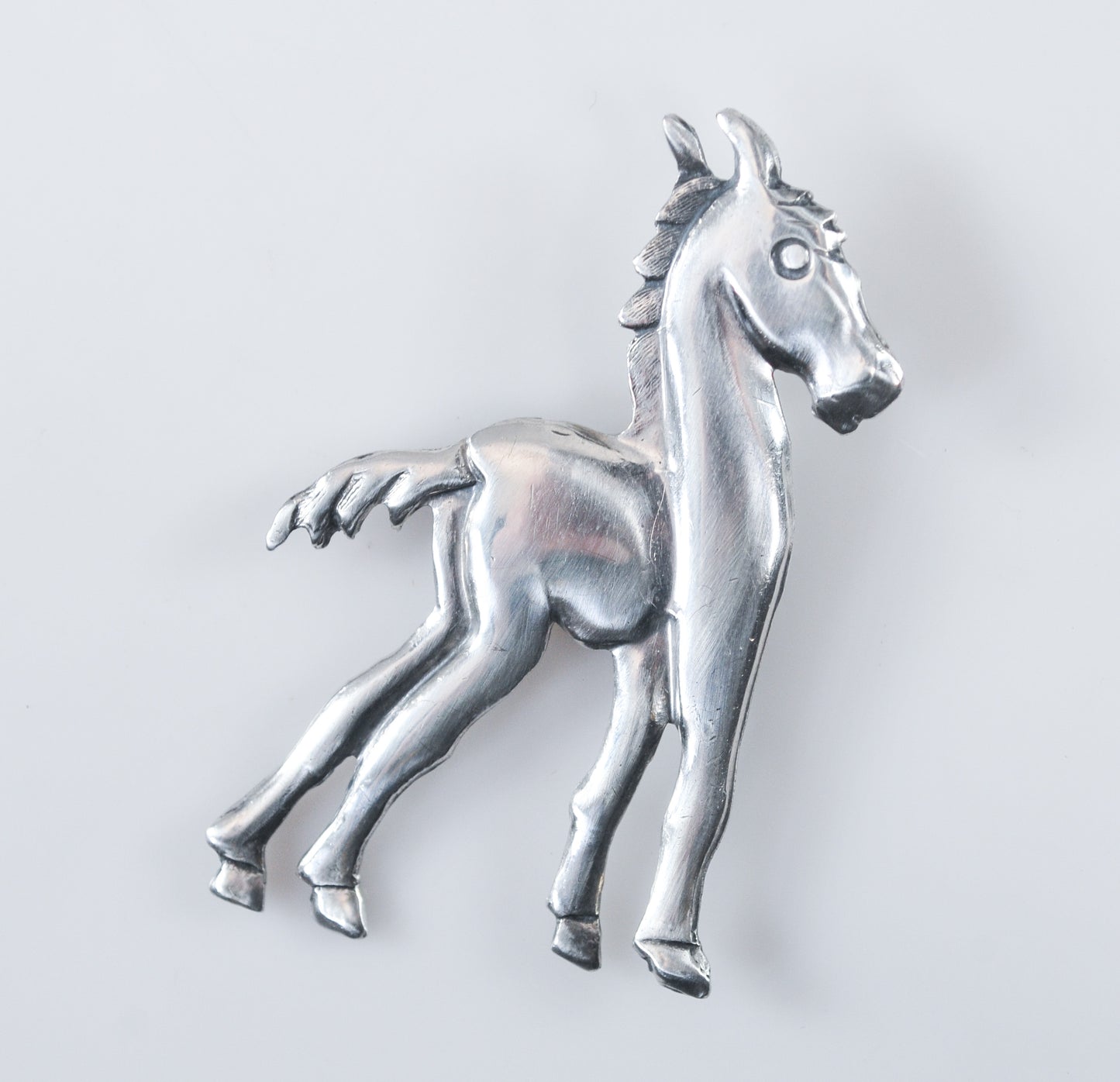 Vintage Sterling Silver Horse Brooch