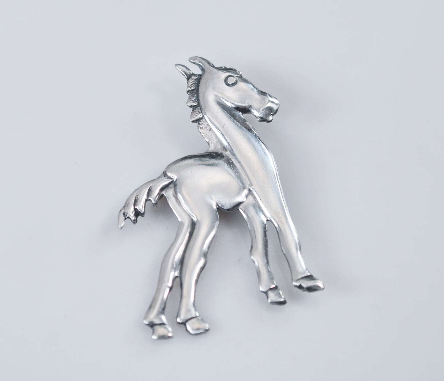 Vintage Sterling Silver Horse Brooch