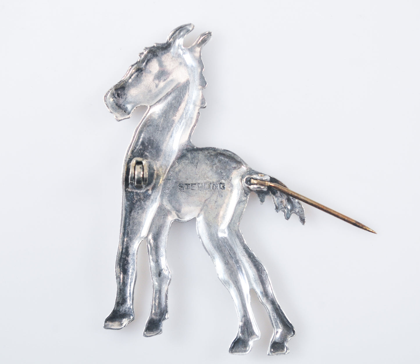 Vintage Sterling Silver Horse Brooch