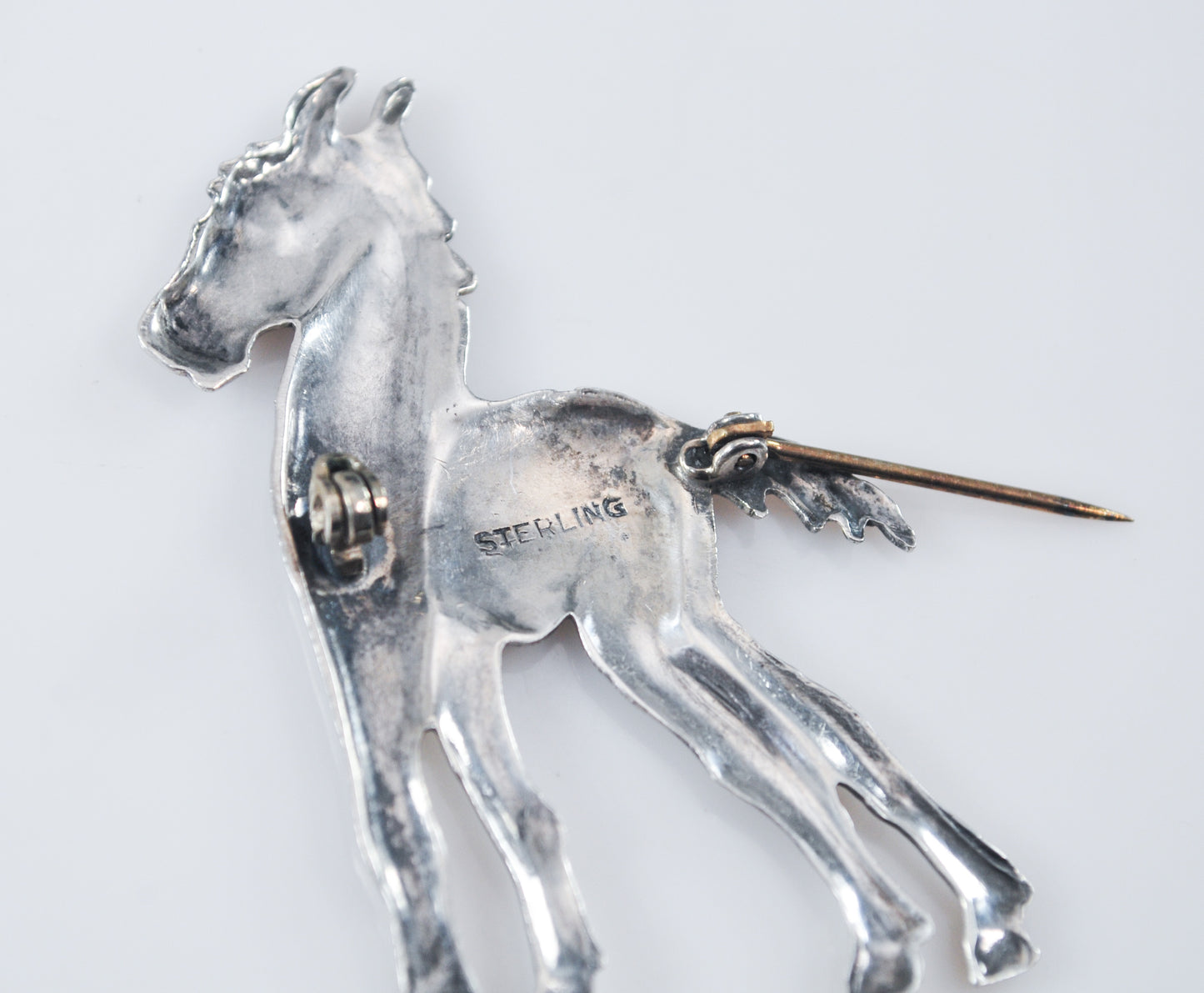 Vintage Sterling Silver Horse Brooch