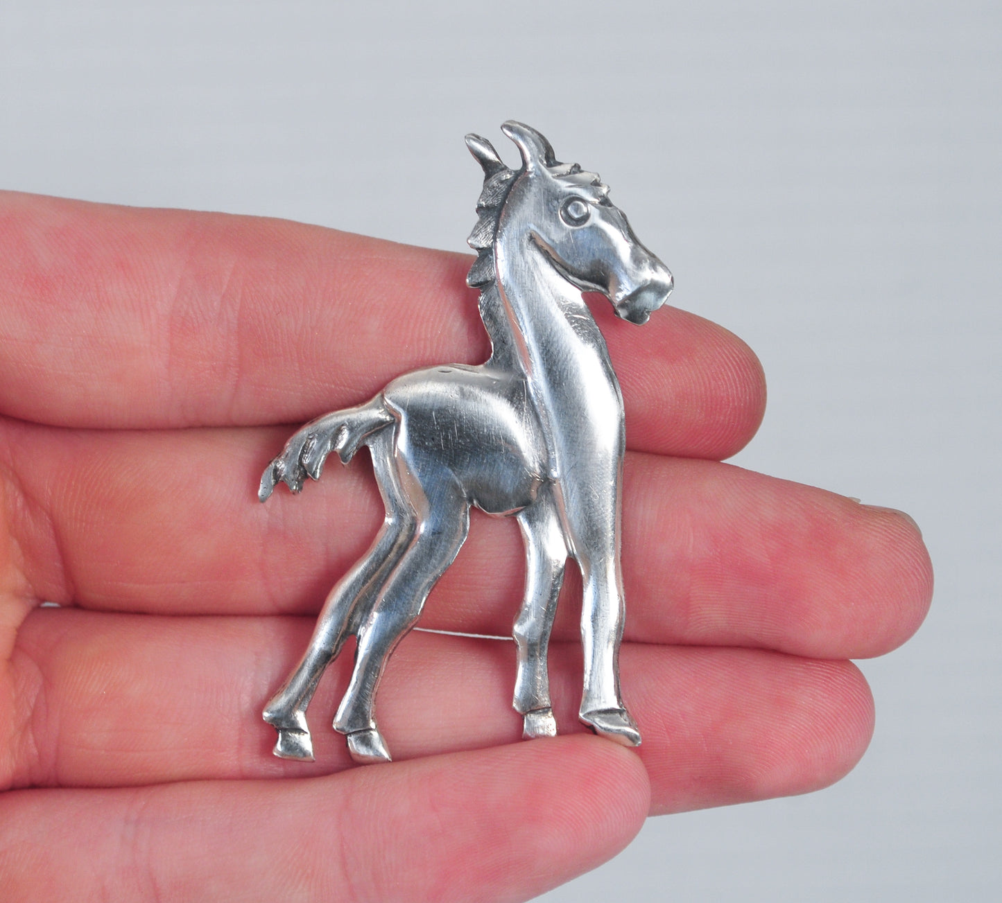 Vintage Sterling Silver Horse Brooch