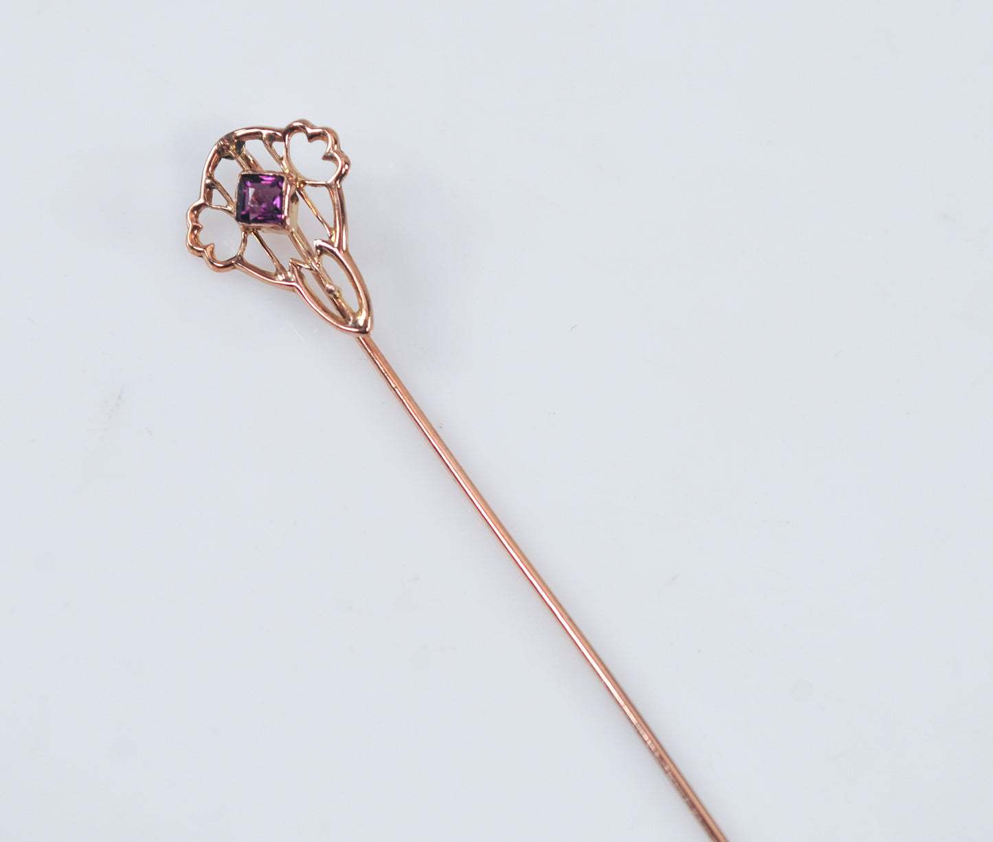 Antique 10K Gold Amethyst Stick Pin