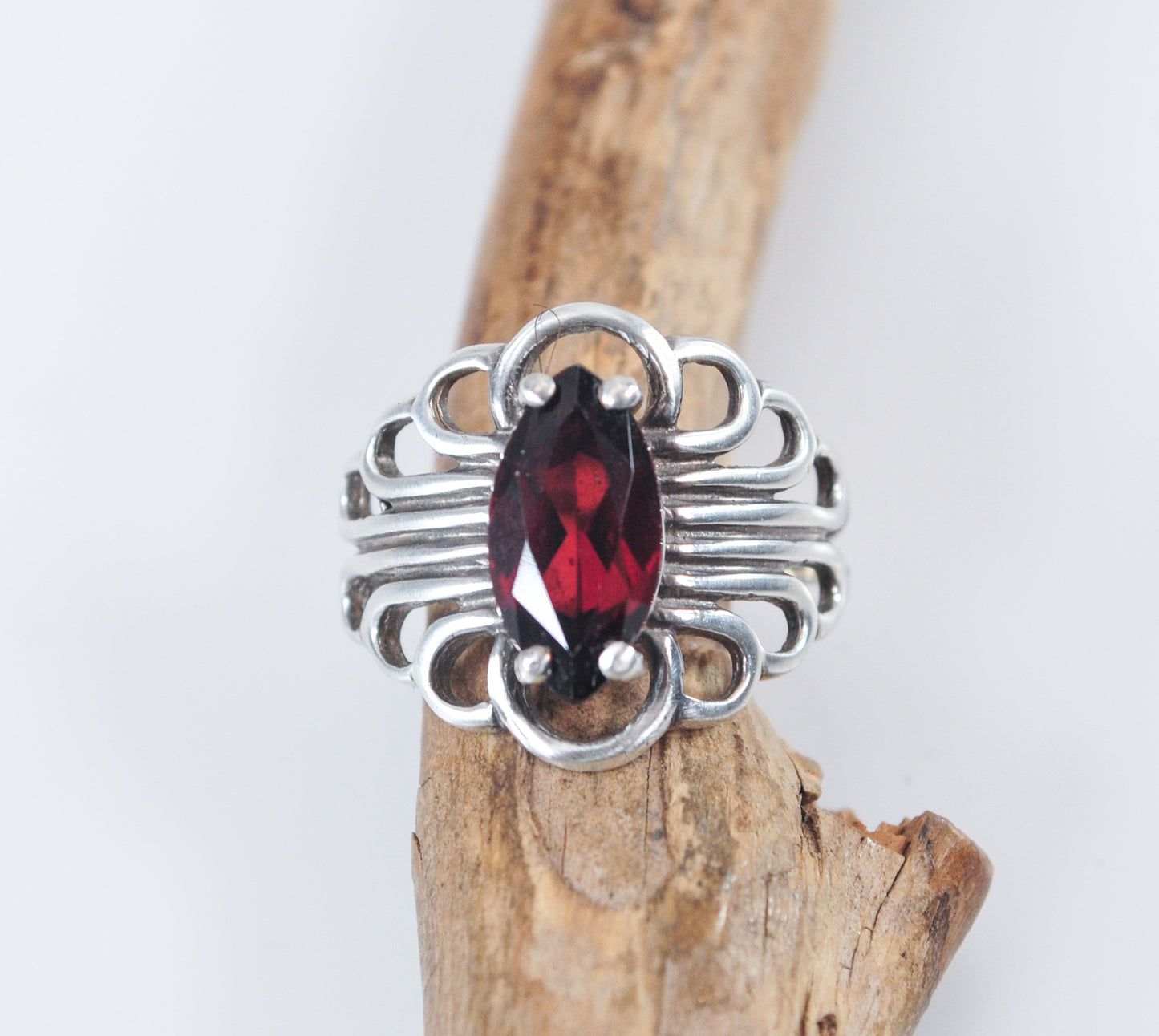 CJC 925 Sterling Silver Garnet Ring