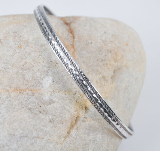 Narrow Vintage Sterling Silver Bangle Bracelet