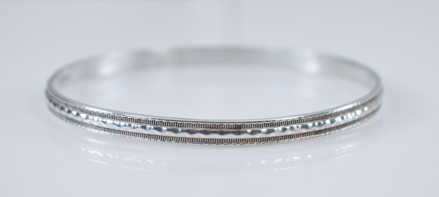 Narrow Vintage Sterling Silver Bangle Bracelet