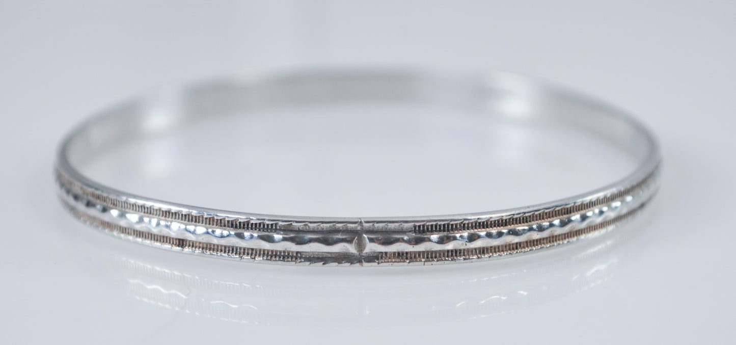 Narrow Vintage Sterling Silver Bangle Bracelet