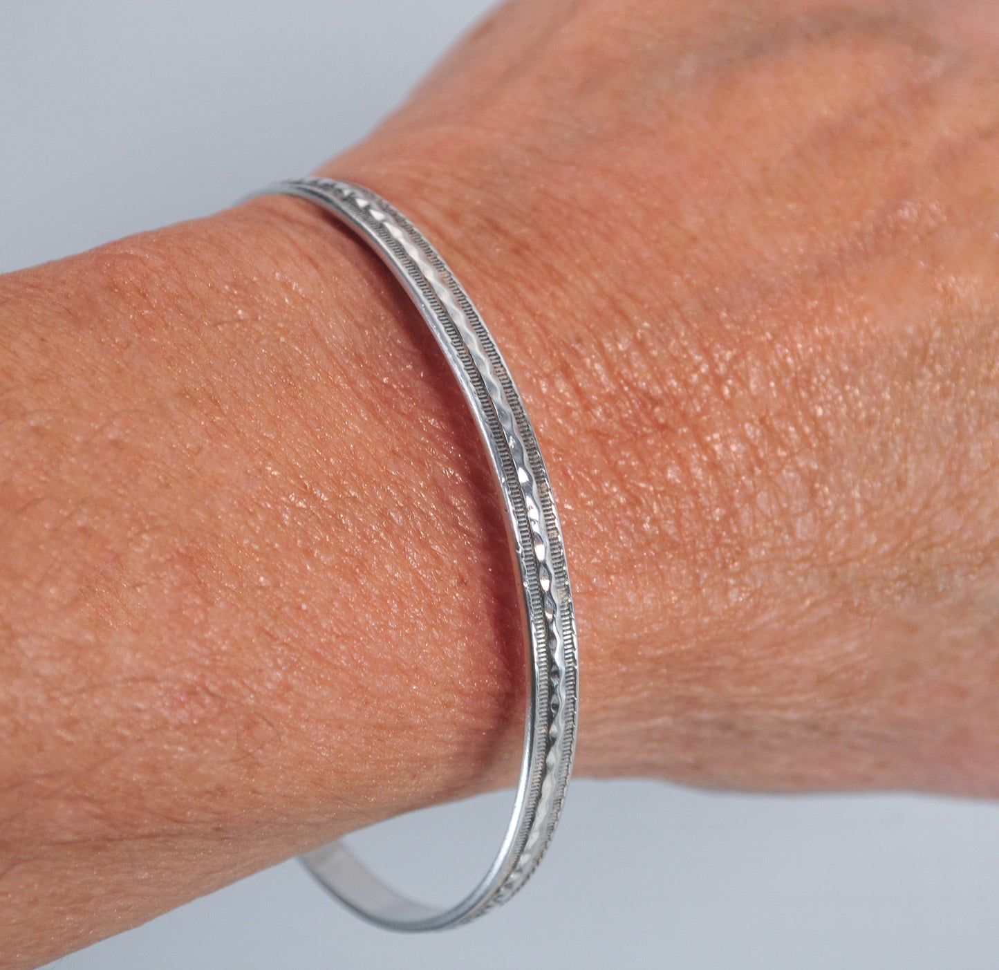 Narrow Vintage Sterling Silver Bangle Bracelet