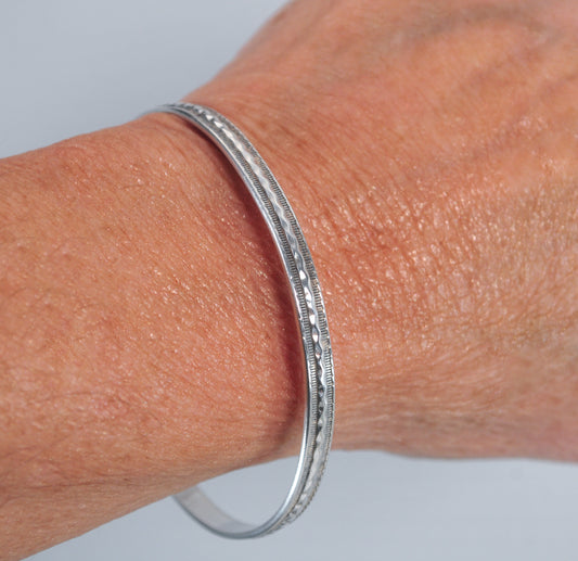 Narrow Vintage Sterling Silver Bangle Bracelet