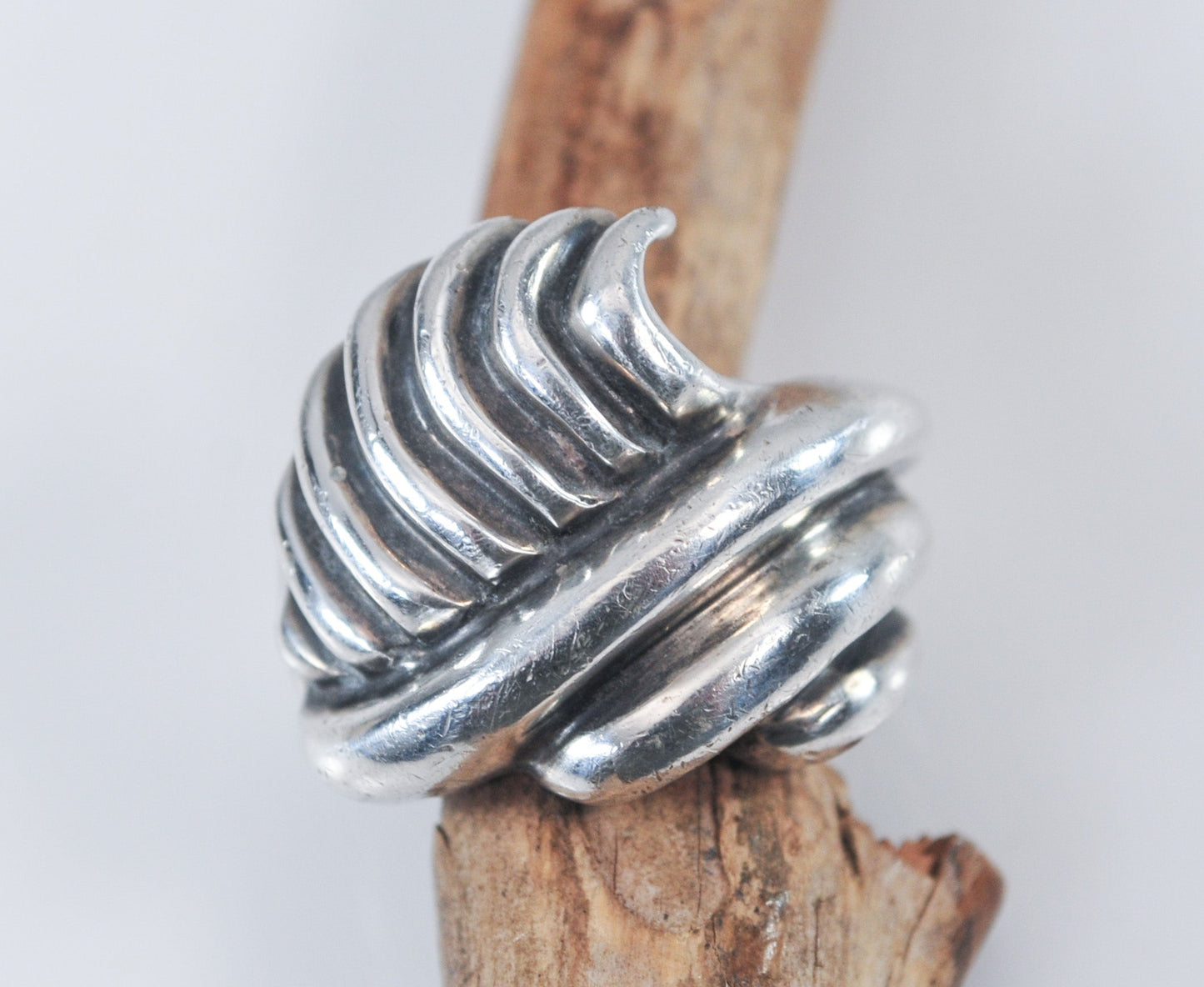 Chunky Vintage Sterling Silver Modernist Ring