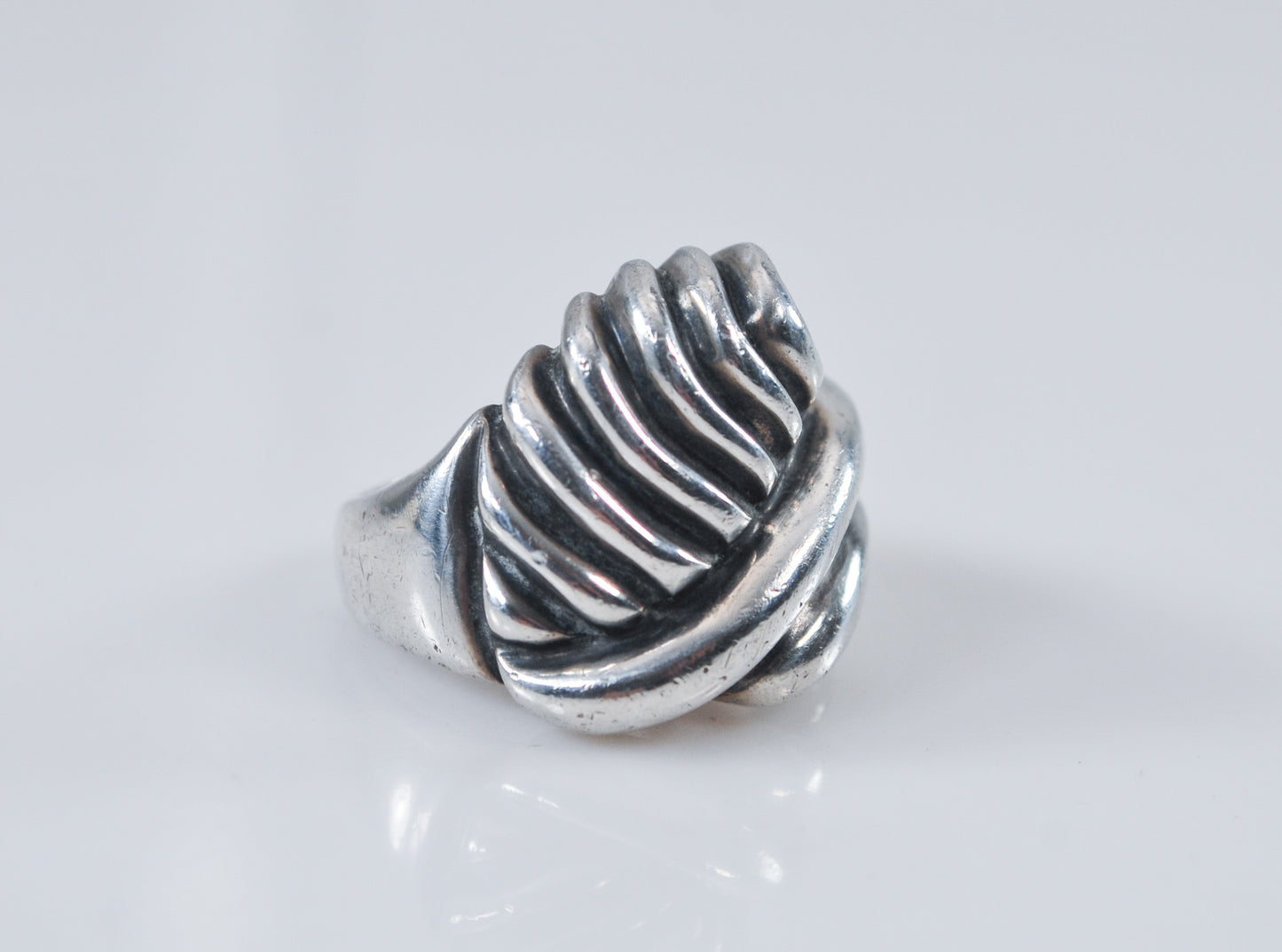 Chunky Vintage Sterling Silver Modernist Ring