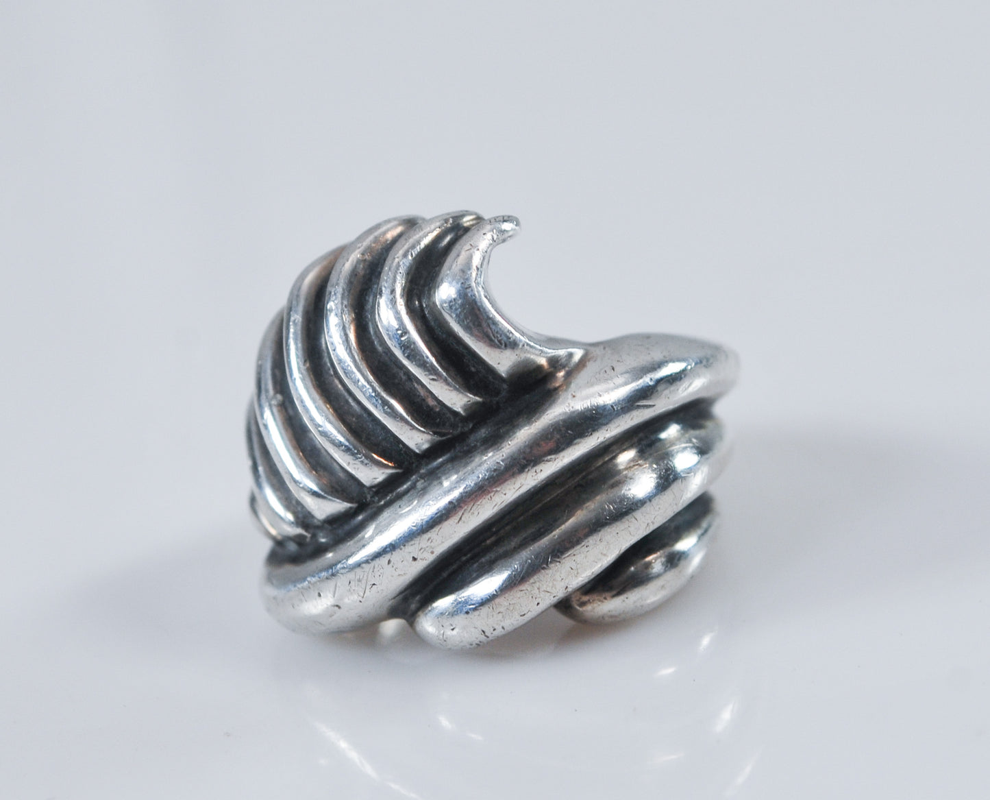 Chunky Vintage Sterling Silver Modernist Ring