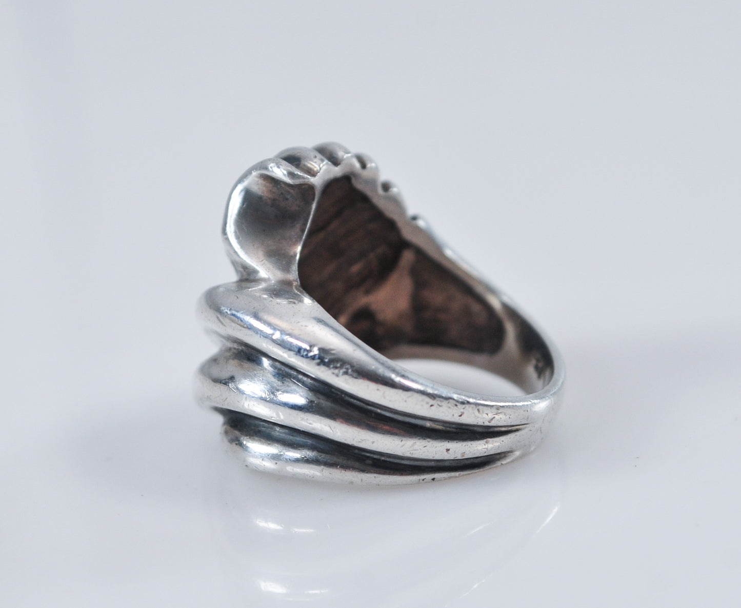 Chunky Vintage Sterling Silver Modernist Ring