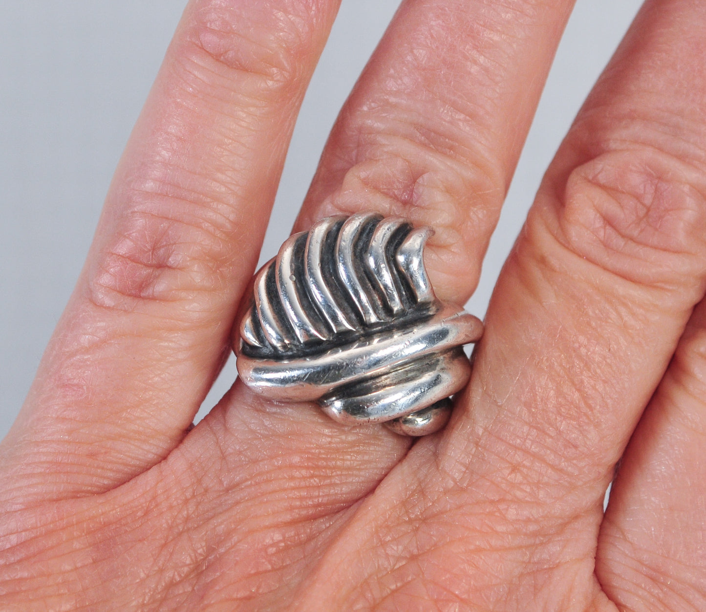 Chunky Vintage Sterling Silver Modernist Ring