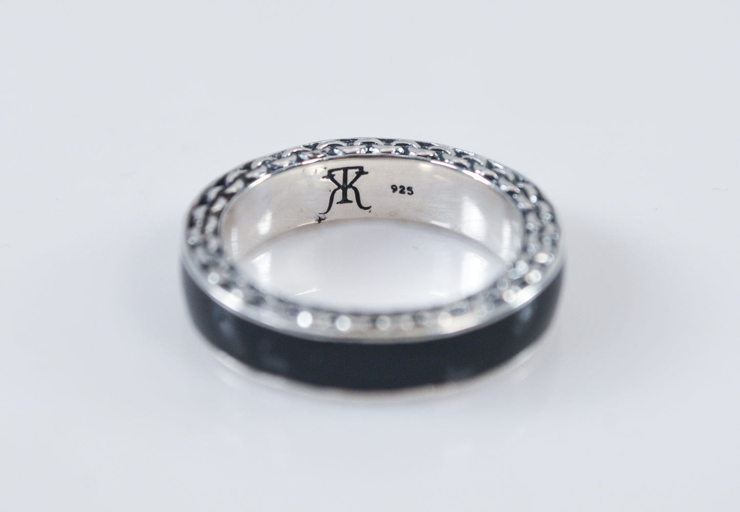 Designer Sterling Silver Black Enamel Band Ring