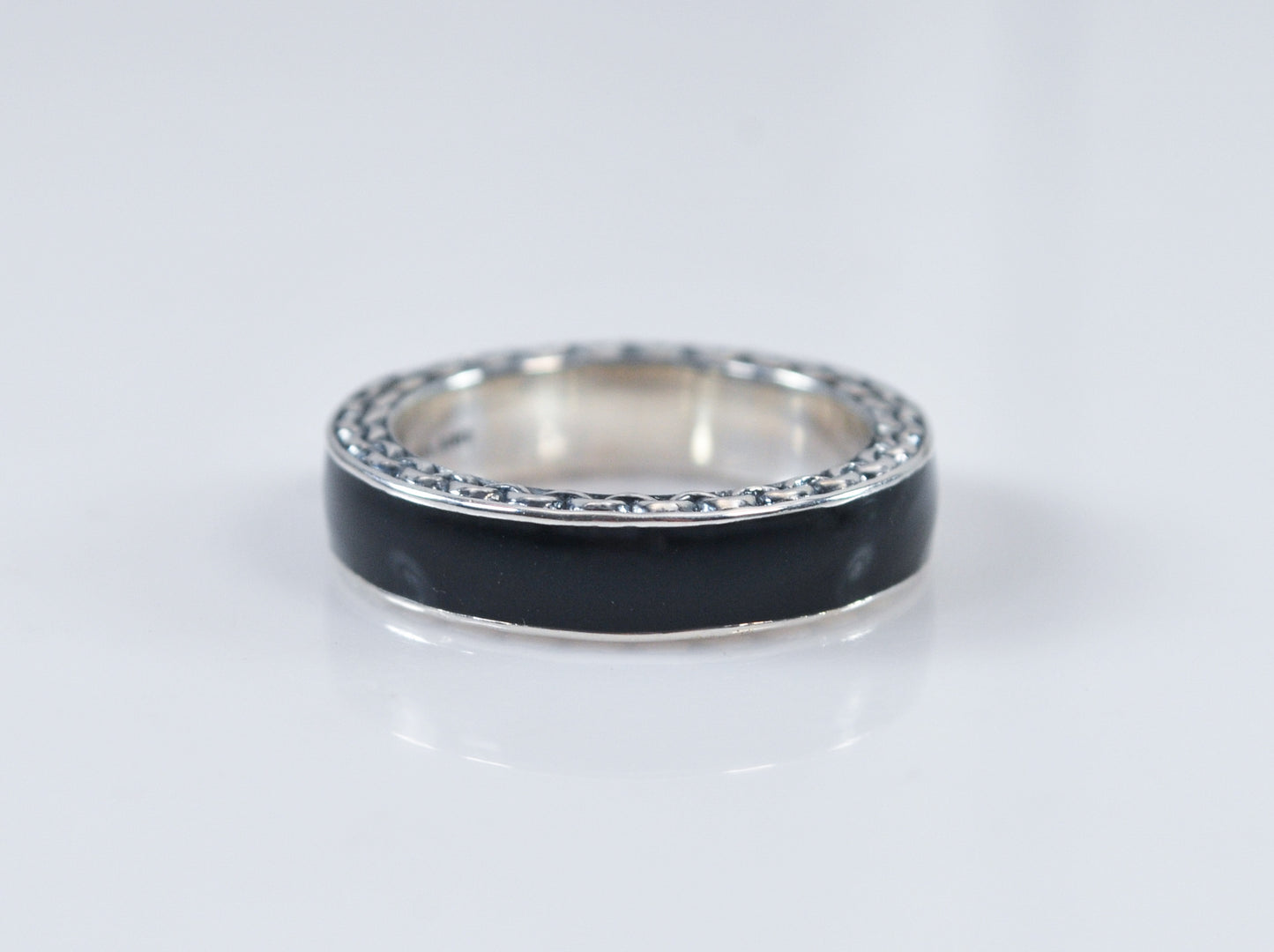 Designer Sterling Silver Black Enamel Band Ring