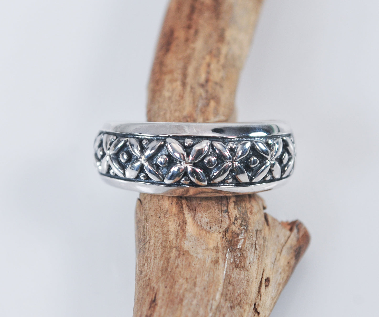 Sterling Silver Floral Band Ring