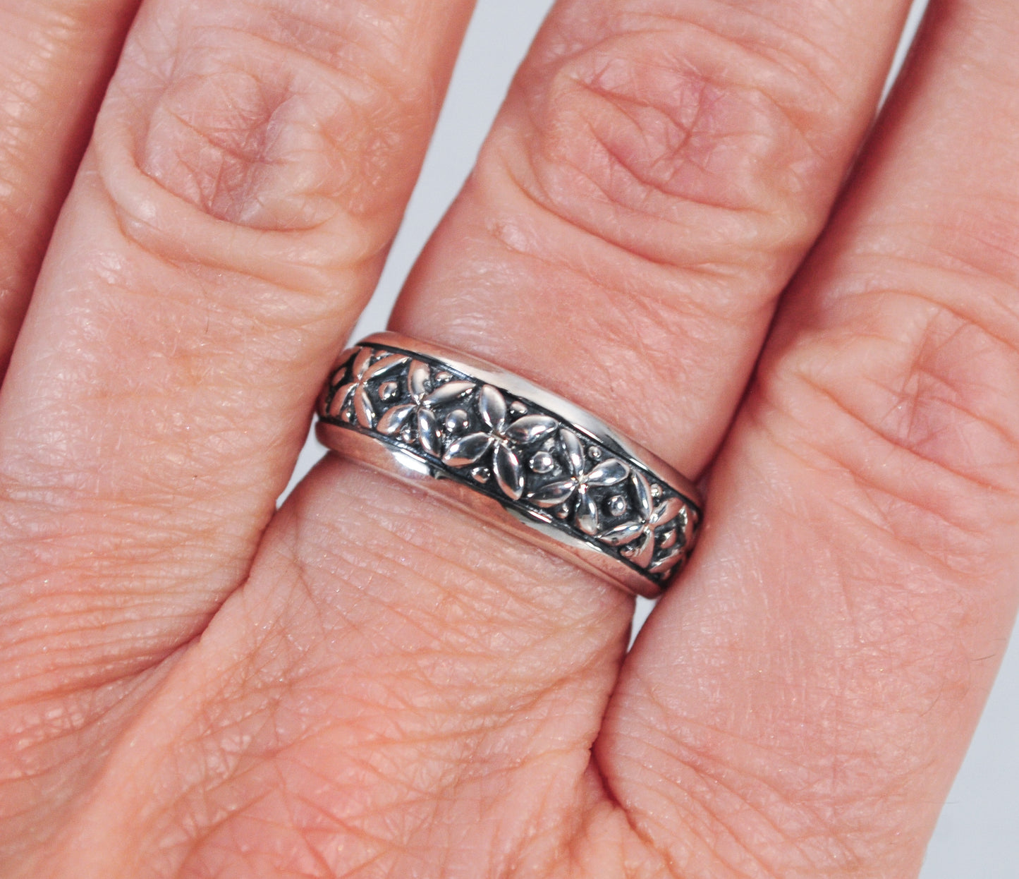 Sterling Silver Floral Band Ring