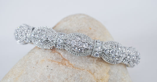 925 Sterling Silver CZ Bangle Bracelet