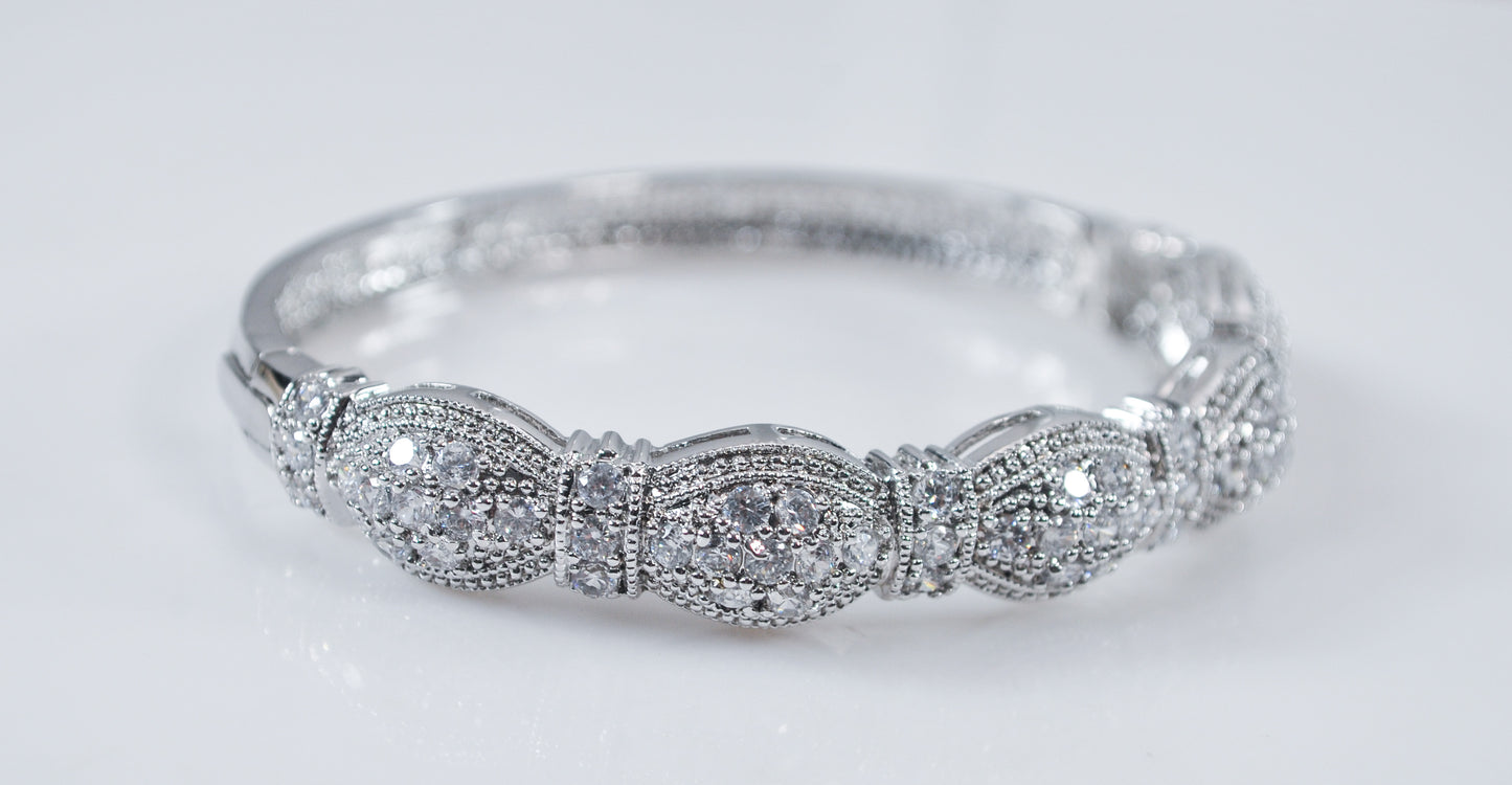 925 Sterling Silver CZ Bangle Bracelet