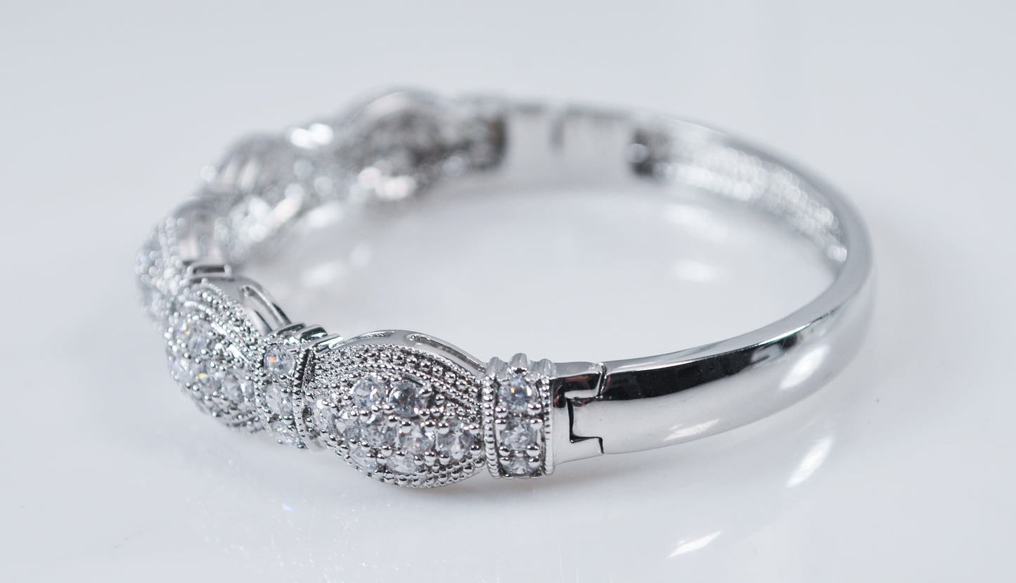 925 Sterling Silver CZ Bangle Bracelet