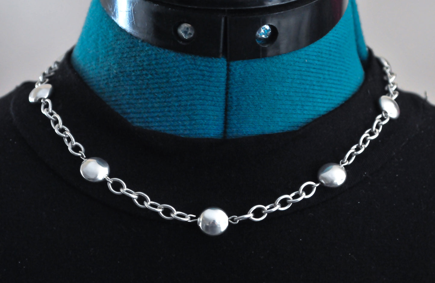 Sterling Silver Station Choker Necklace