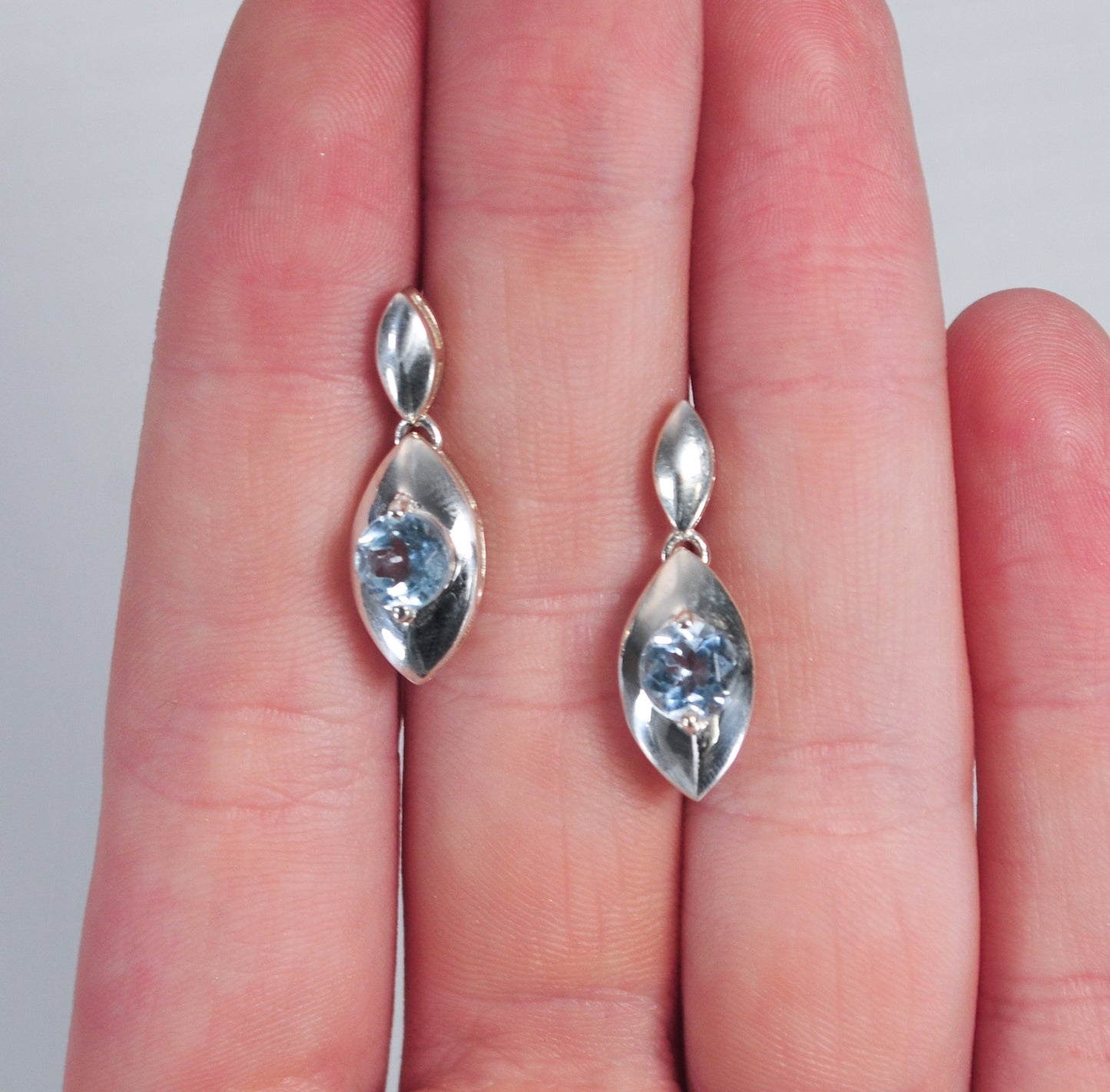 Signed Sterling Silver Blue Topaz Earrings