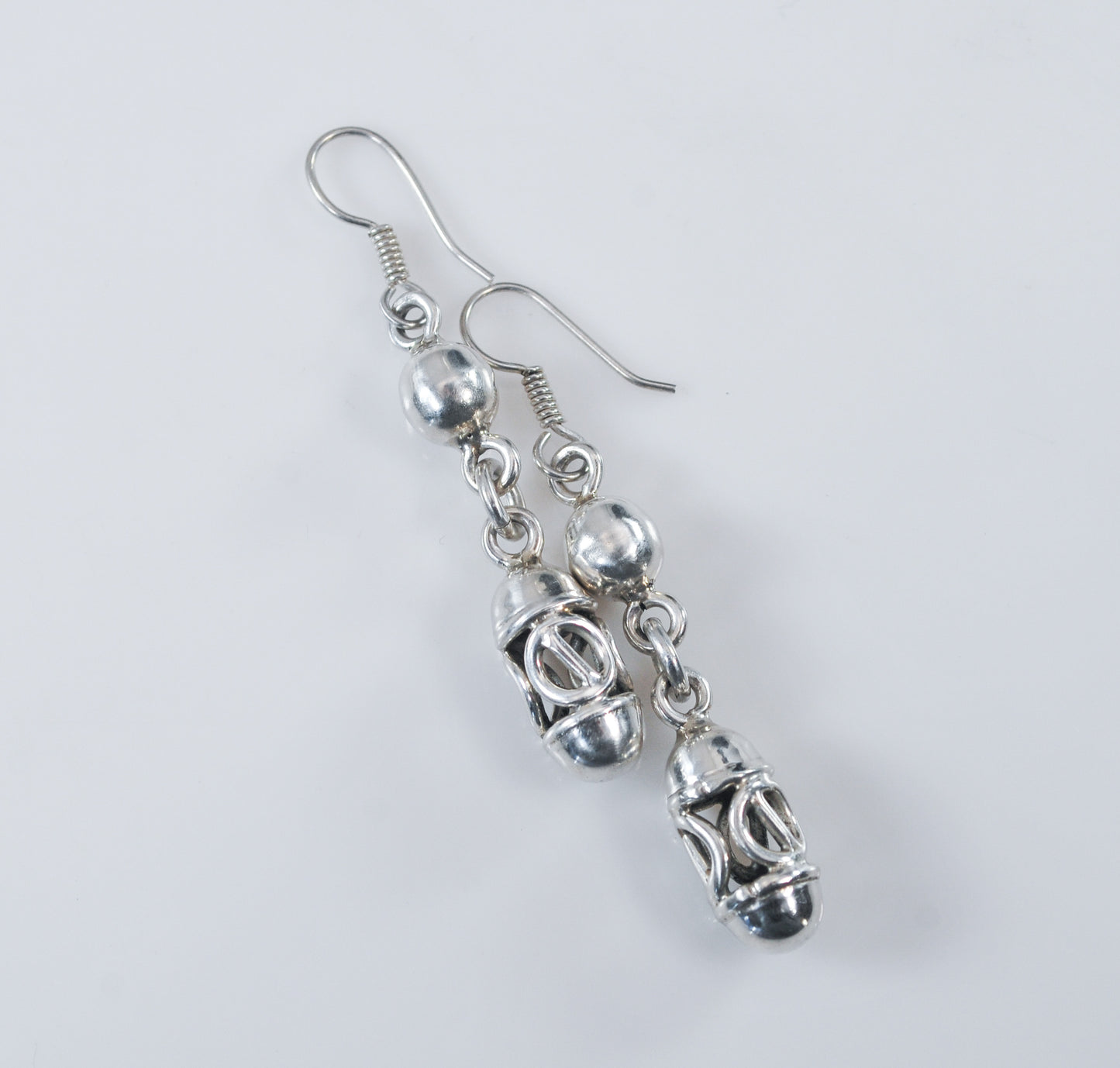 Long Sterling Silver Filagree Barrel Earrings