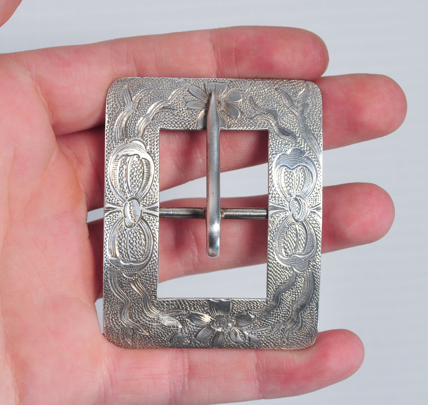 Antique Victorian Sterling Silver Belt Sash Buckle