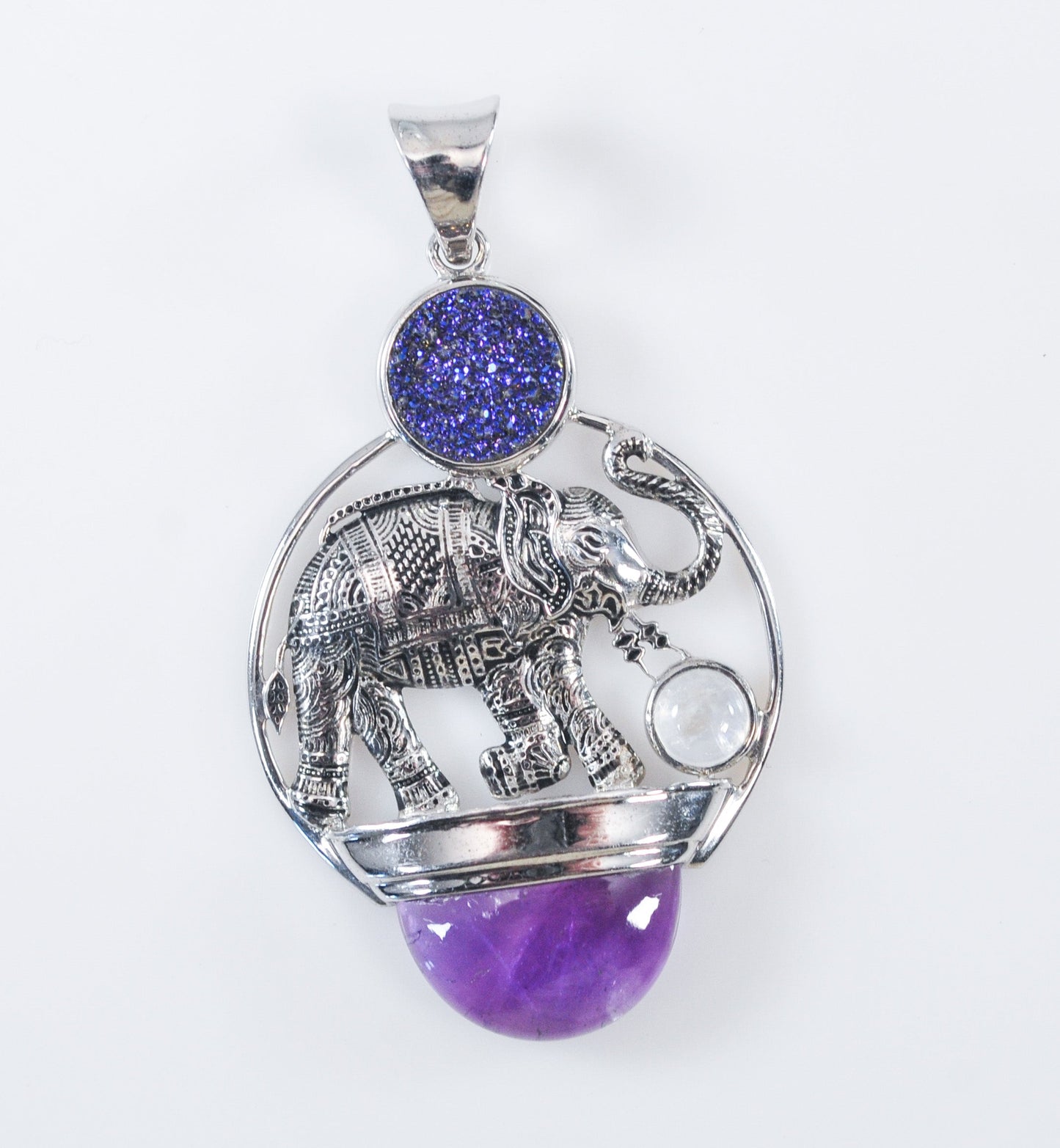 Sajen Sterling Silver Amethyst Elephant Pendant