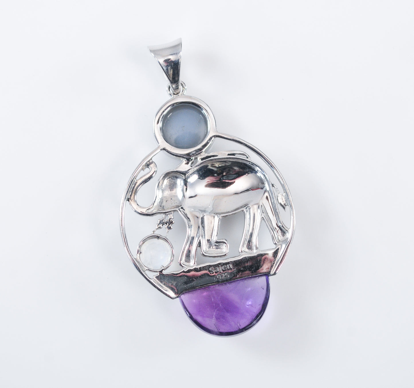 Sajen Sterling Silver Amethyst Elephant Pendant