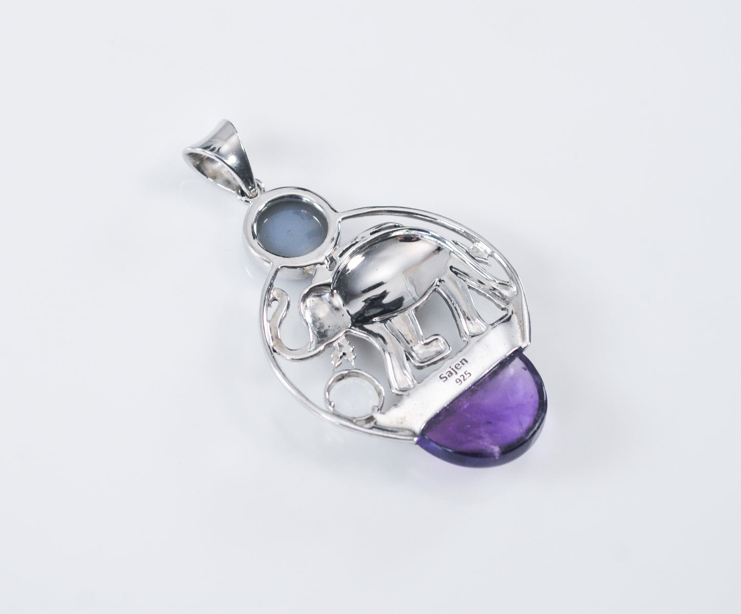 Sajen Sterling Silver Amethyst Elephant Pendant