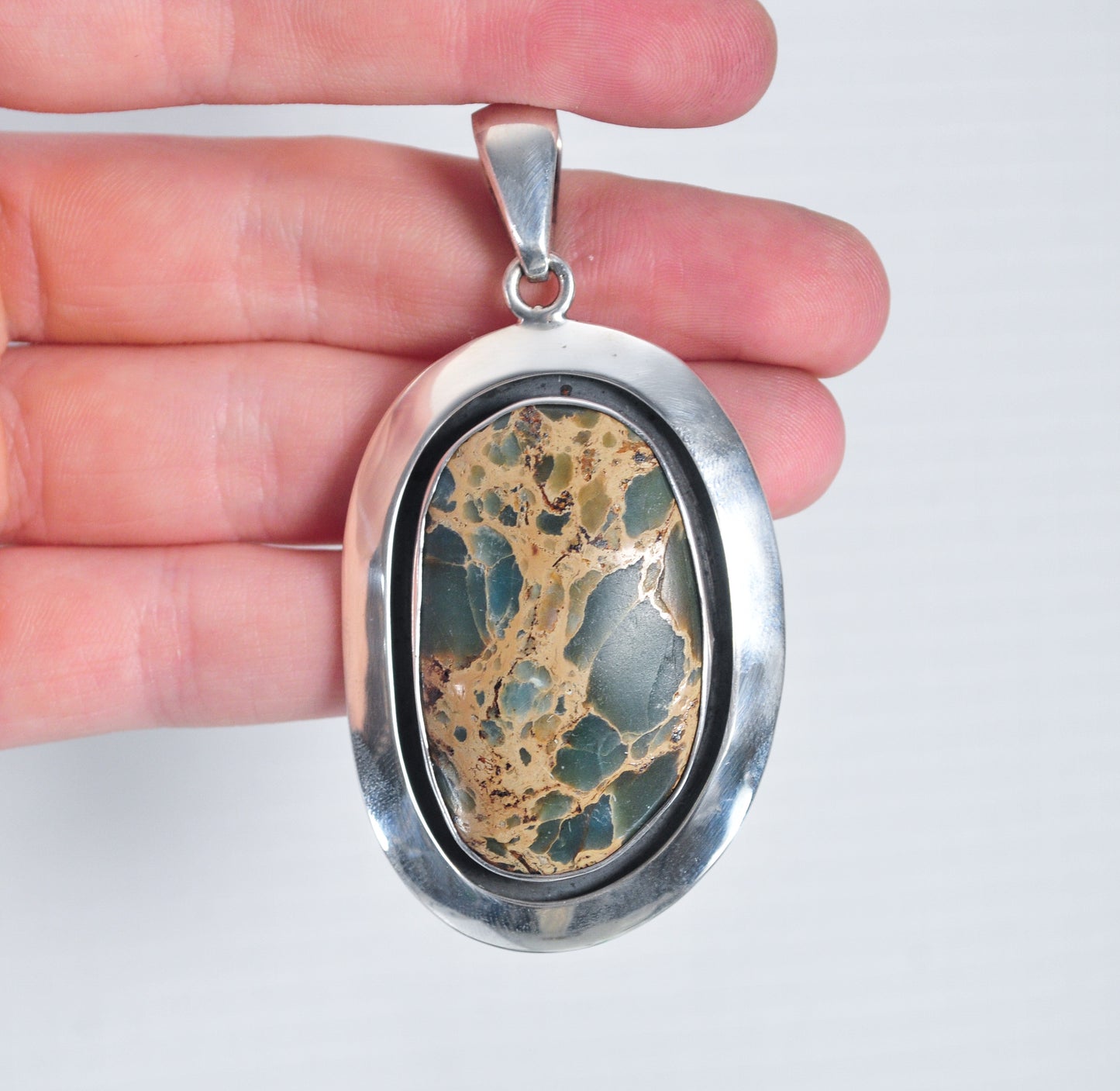 Large Charles Albert Sterling Silver Jasper Statement Pendant