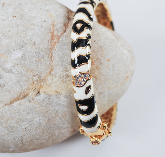 Laura Adams Gold Tone Zebra CZ Bangle Bracelet