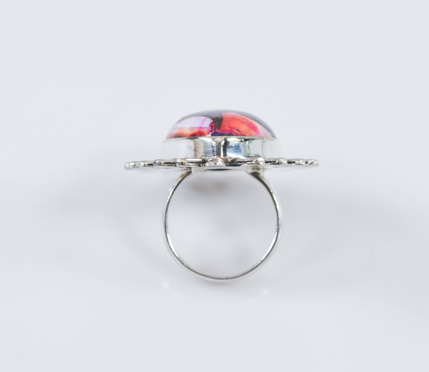 Sterling Silver Pink Oyster Copper Turquoise Ring