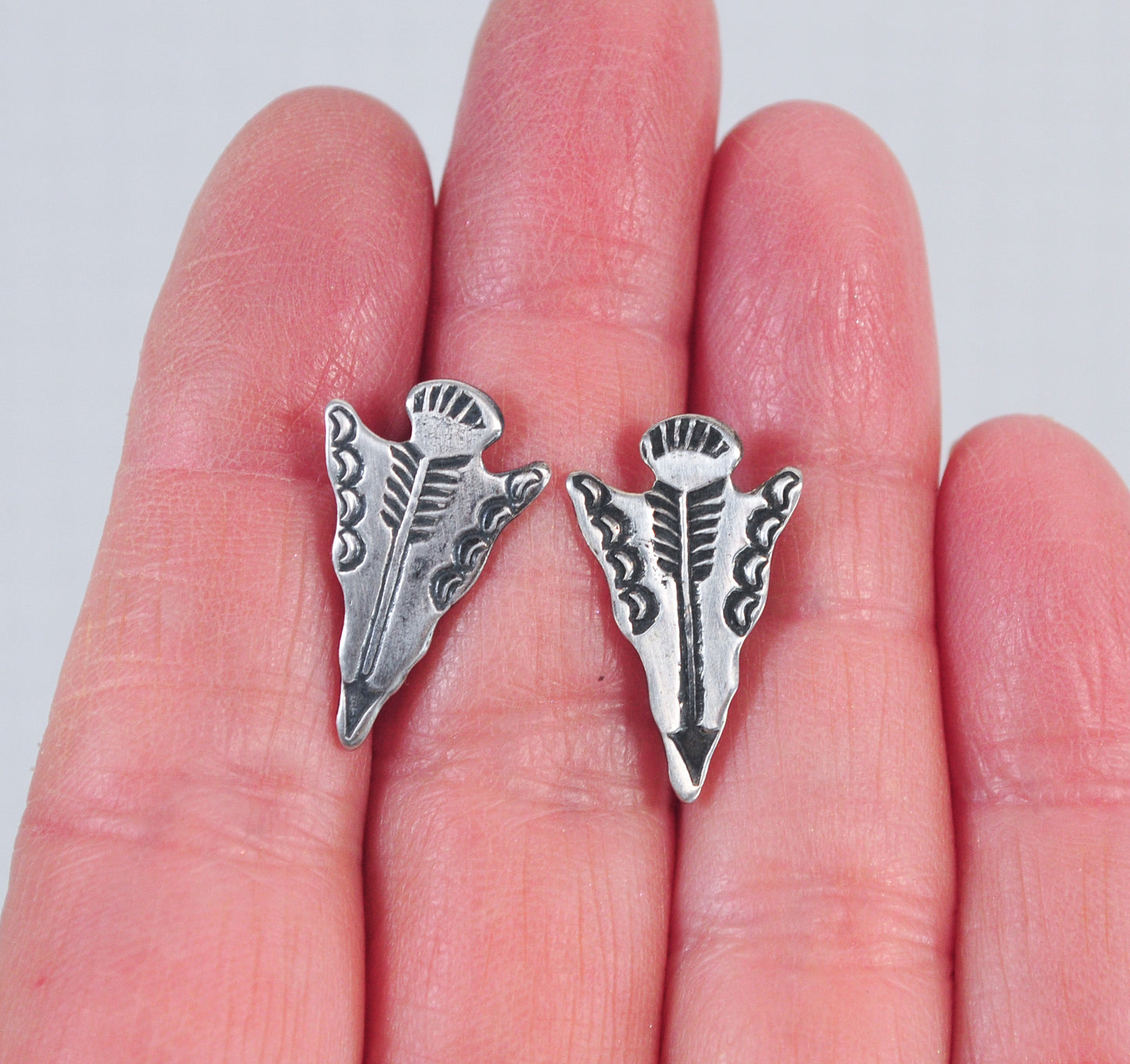 Native American Sterling Silver Arrow Screw Back Earrings