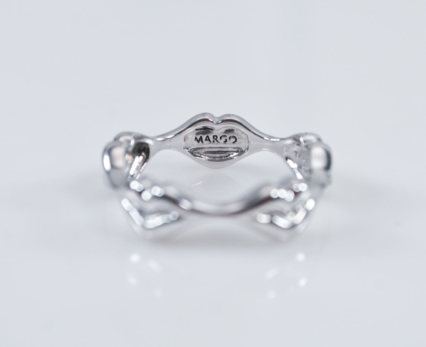 Designer Sterling Silver Lips Kisses Ring