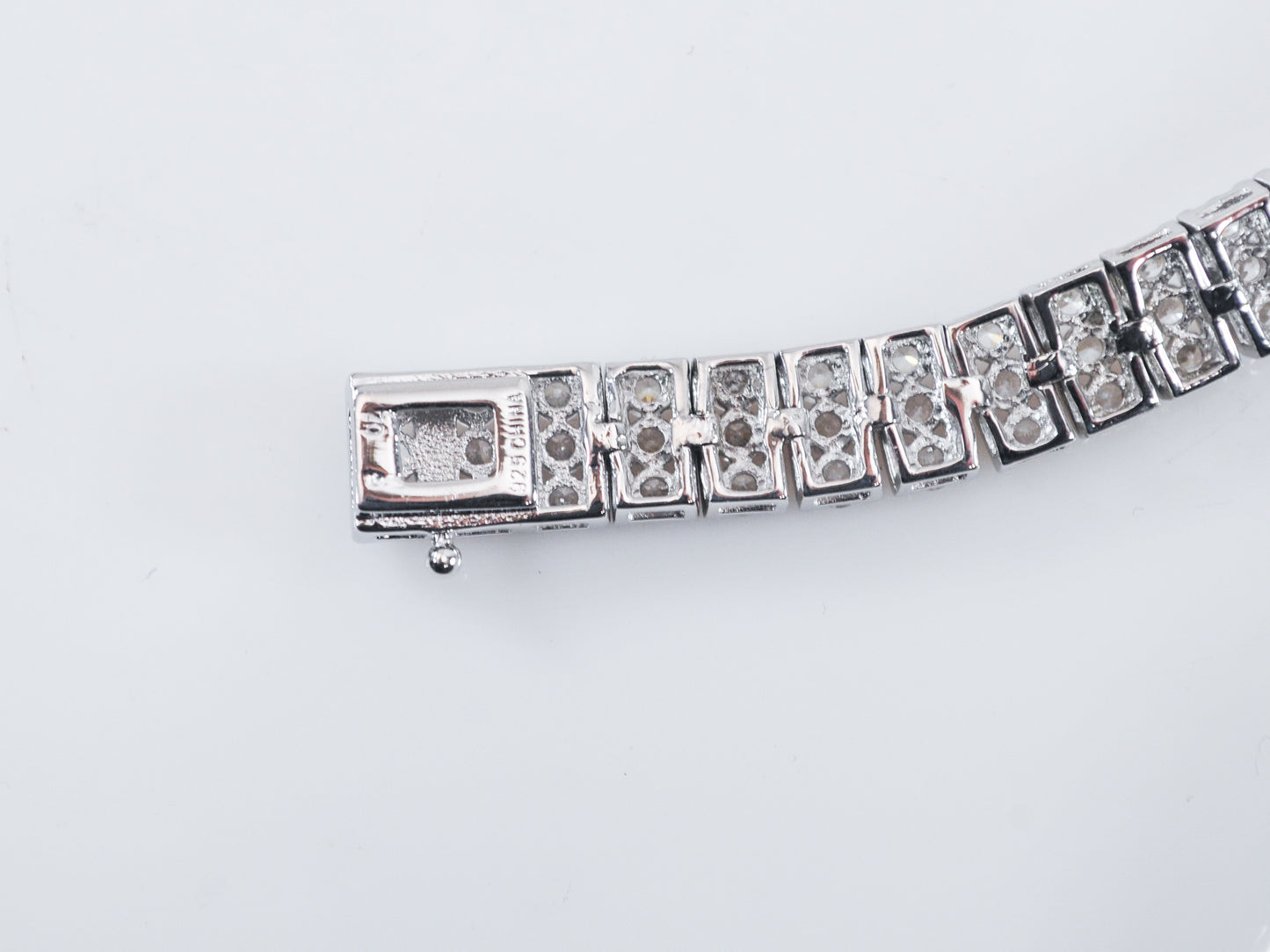 Wide Sterling Silver CZ Tennis Bracelet