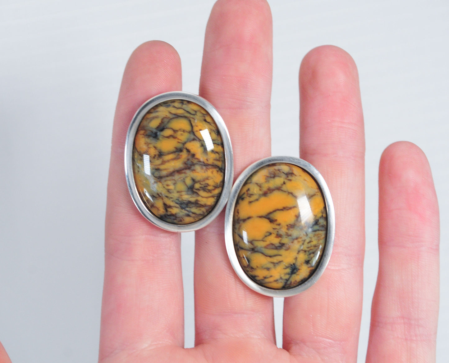 Jay King DTR Sterling Silver Jasper Clip On Earrings