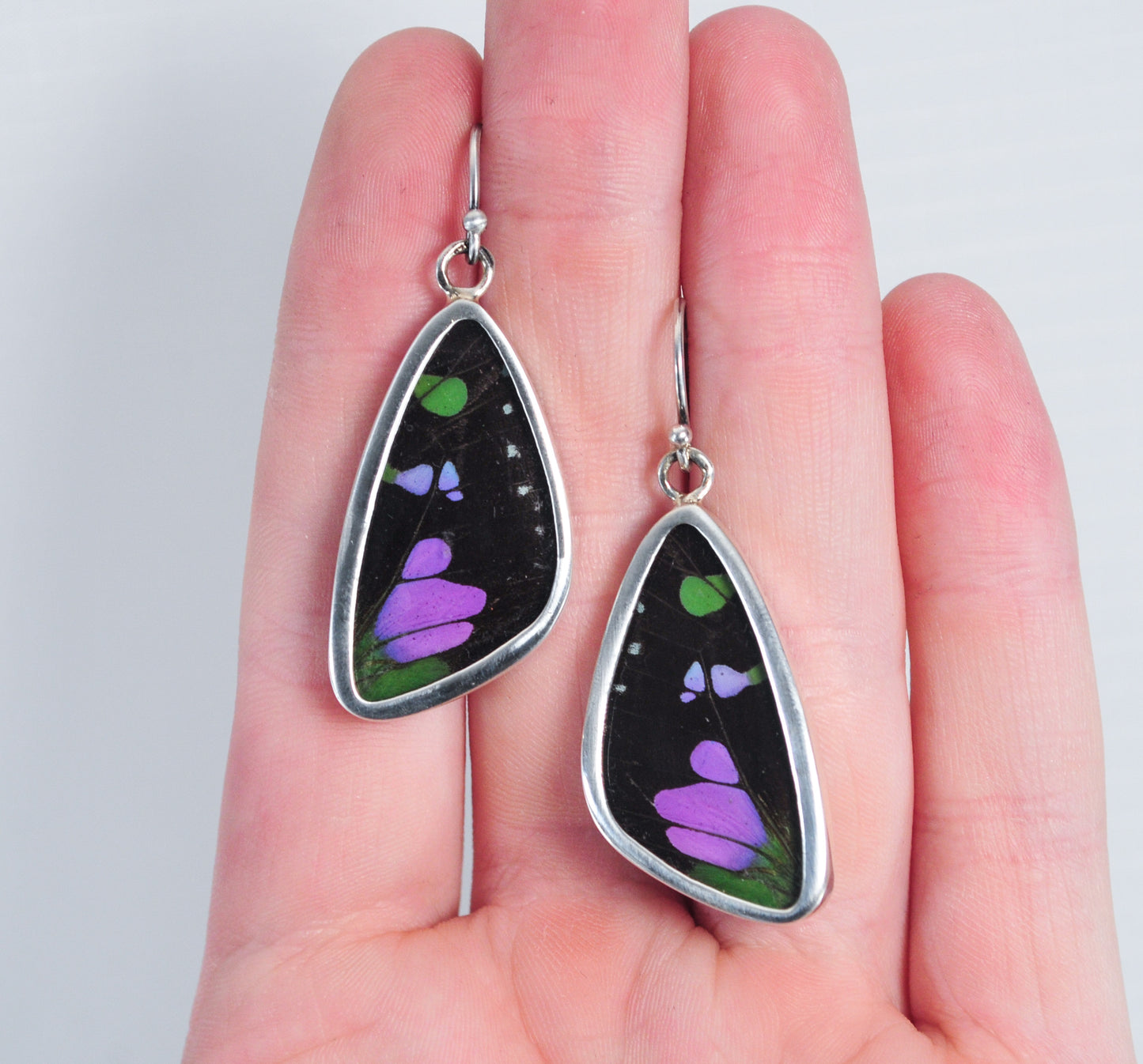 Sterling Silver Genuine Butterfly Wing Earrings