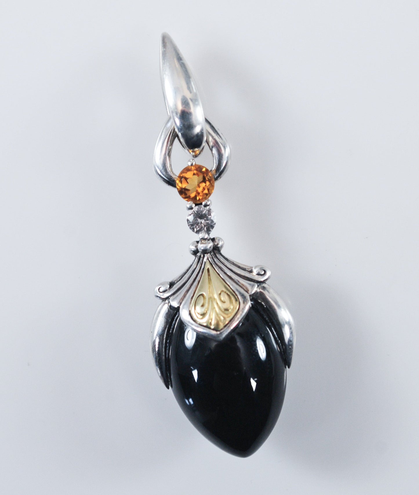 Ann King Sterling Silver 18K Gold Black Onyx Citrine Pendant