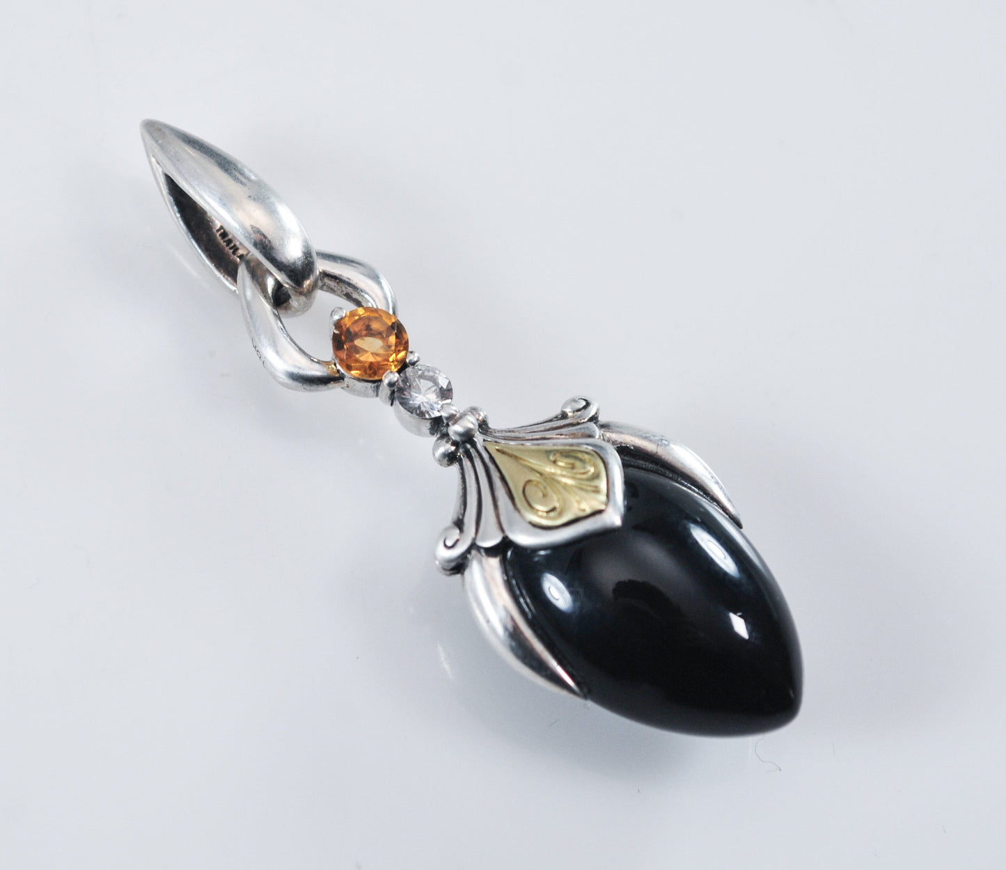 Ann King Sterling Silver 18K Gold Black Onyx Citrine Pendant