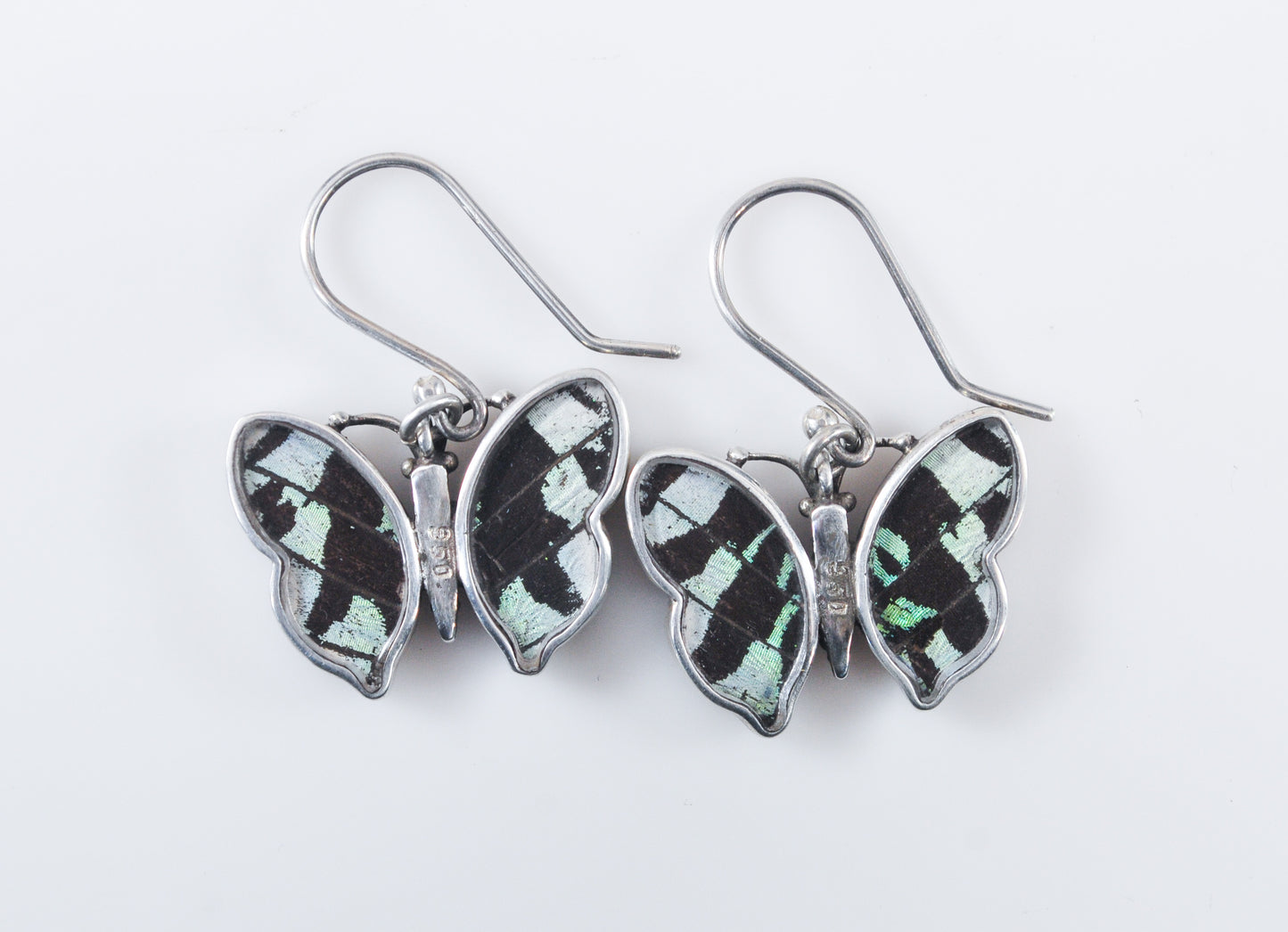 Sterling Silver Genuine Butterfly Wing Earrings