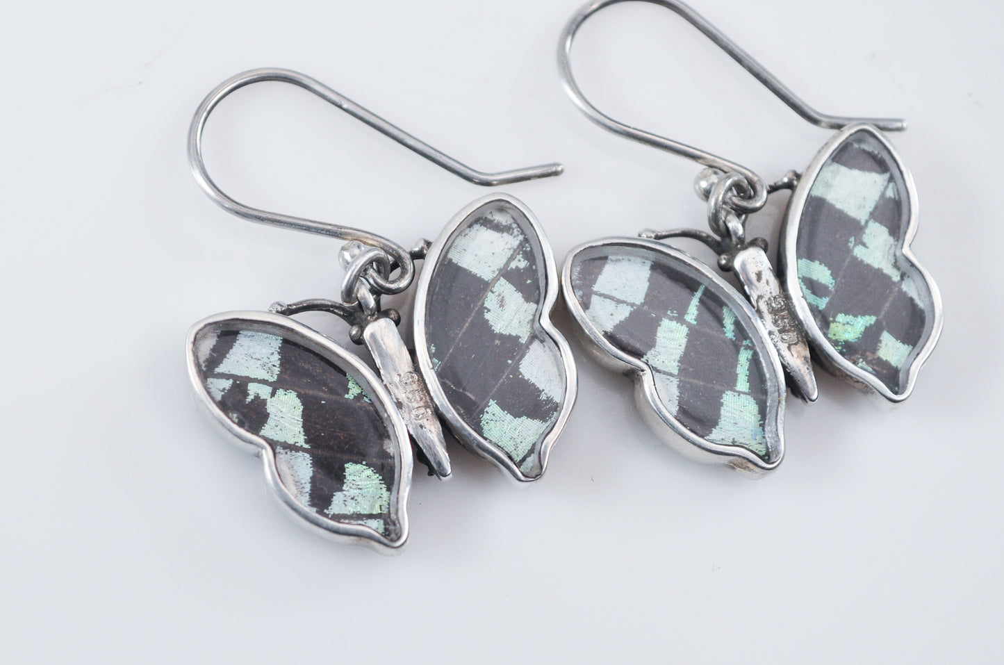 Sterling Silver Genuine Butterfly Wing Earrings