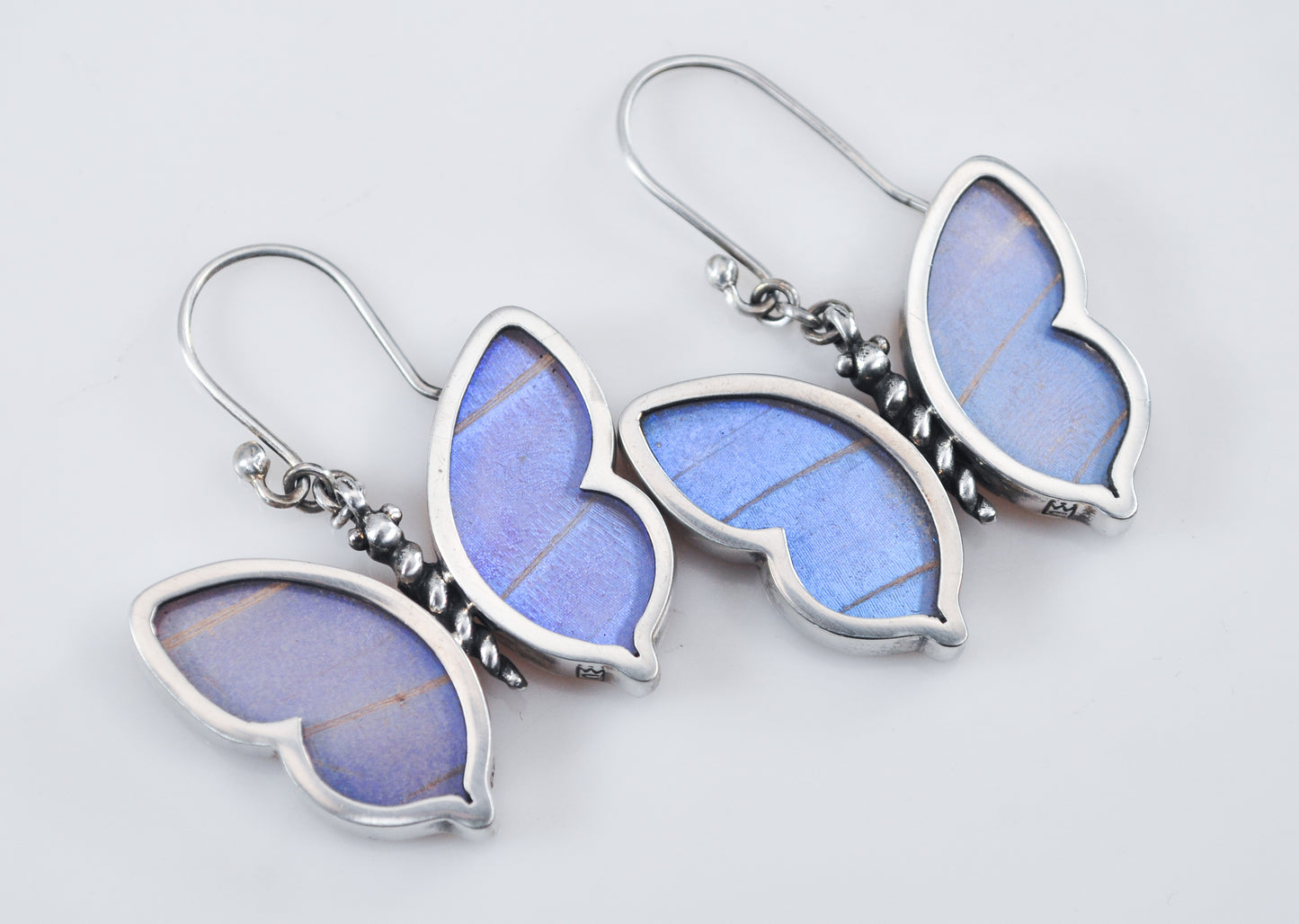 950 Silver Real Butterfly Wing Earrings