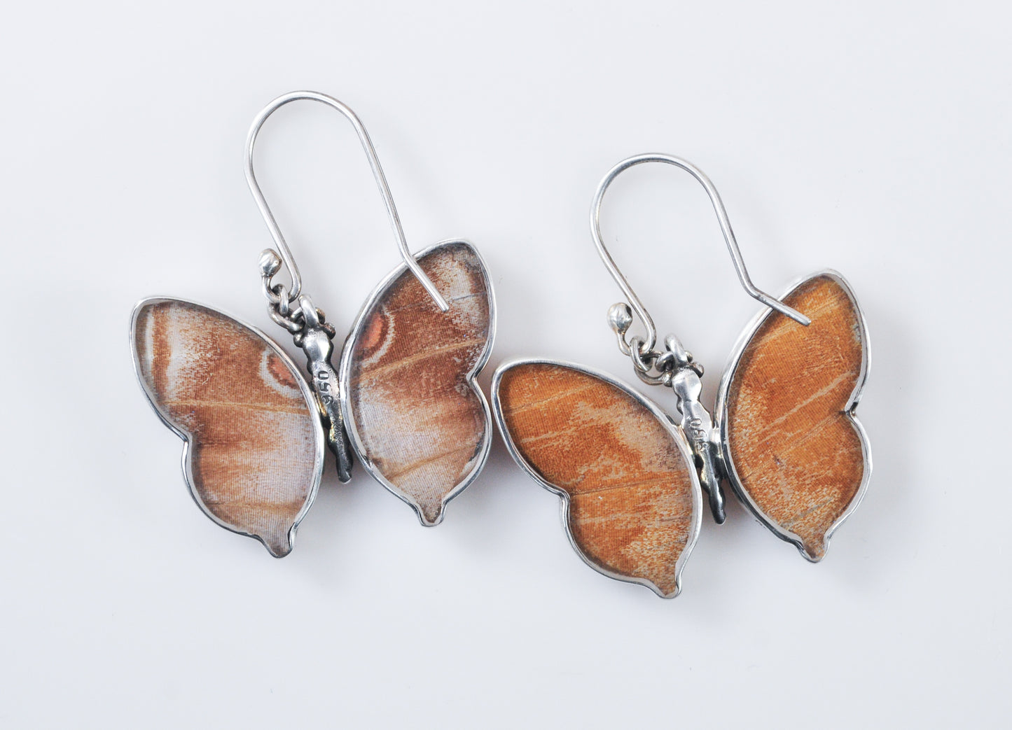 950 Silver Real Butterfly Wing Earrings