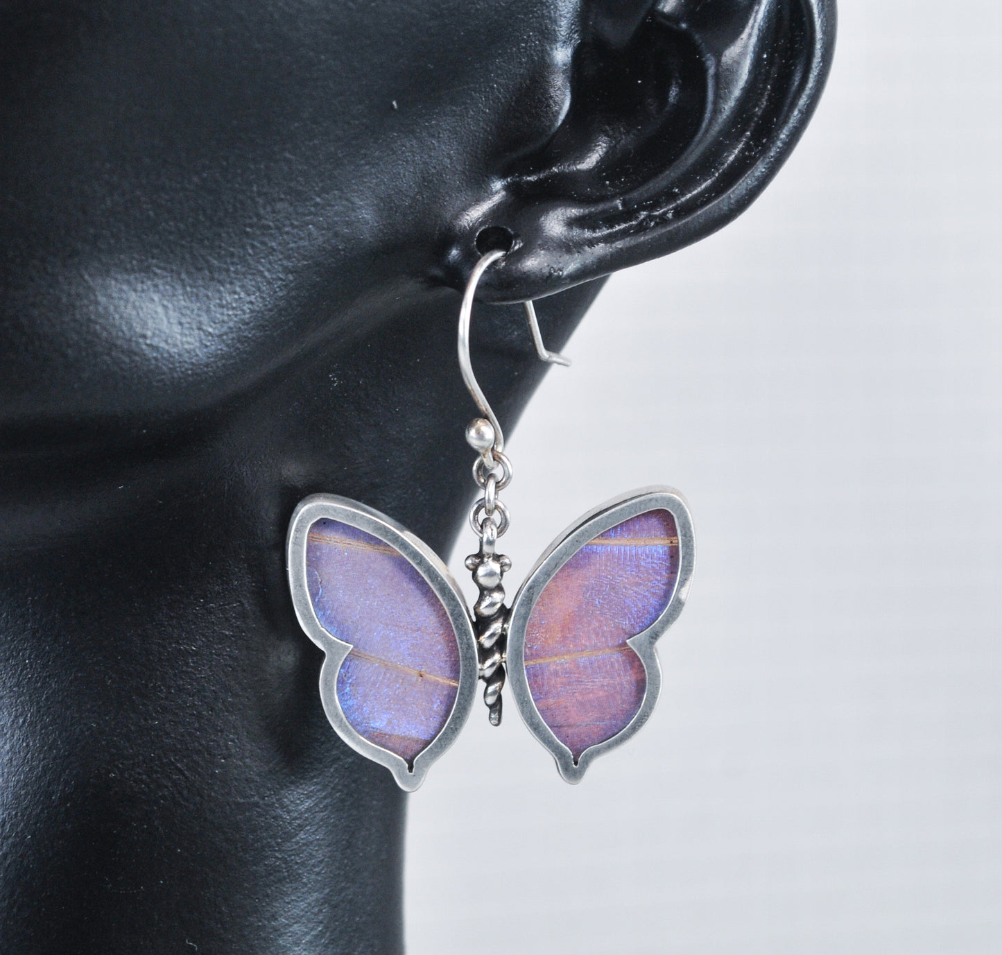 950 Silver Real Butterfly Wing Earrings